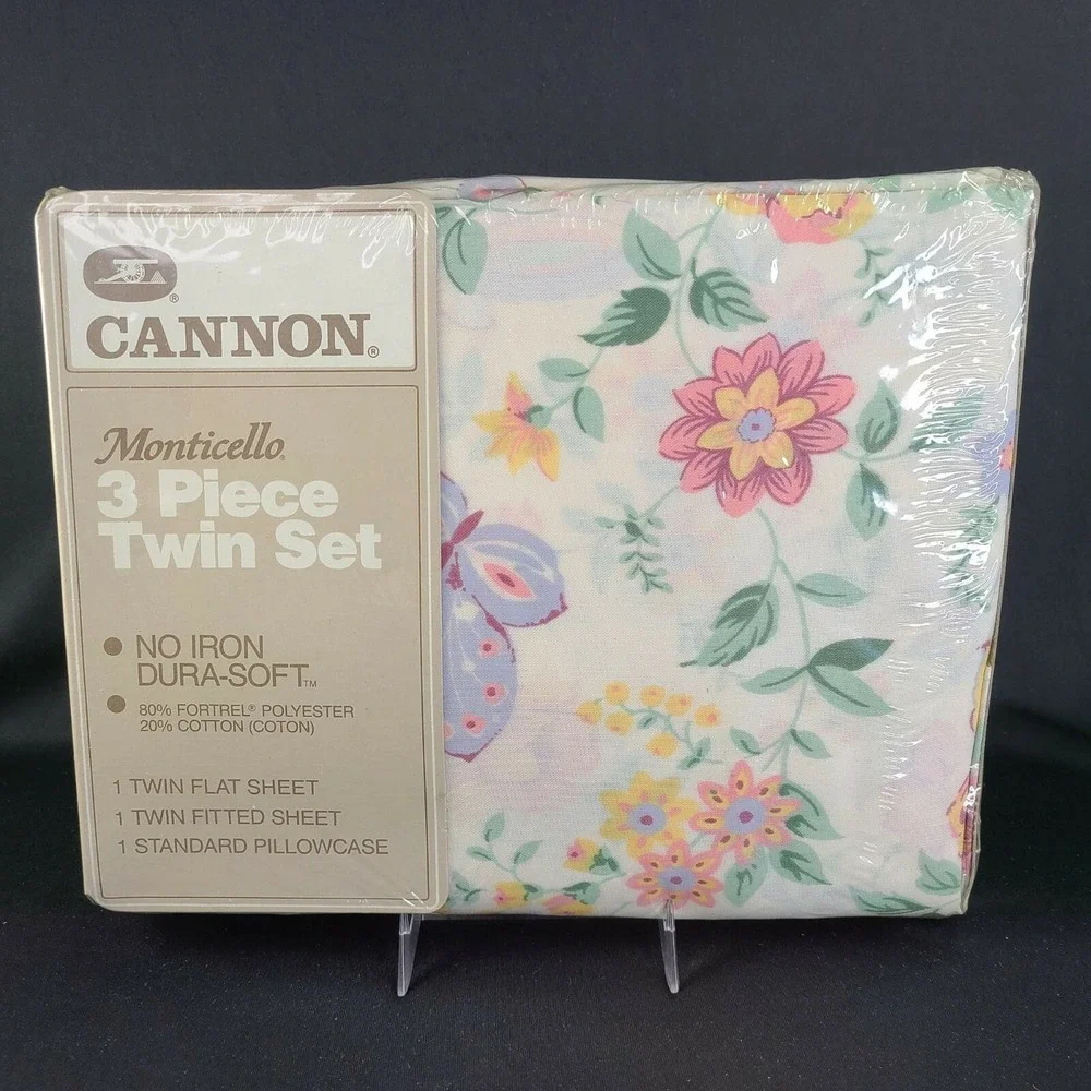 Cannon Monticello Twin Sheet‎ Set Floral Cottagecore 3 Piece Fortel Vintage New